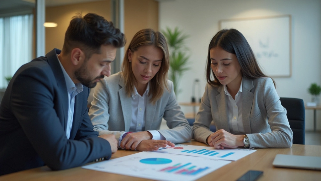 Команда специалистов обсуждает результаты анализа поведения потребителей вокруг стола