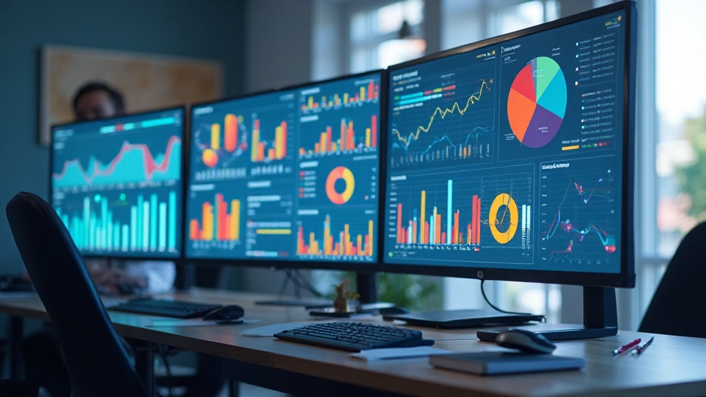 Современный интерфейс аналитического панно с диаграммами и графиками